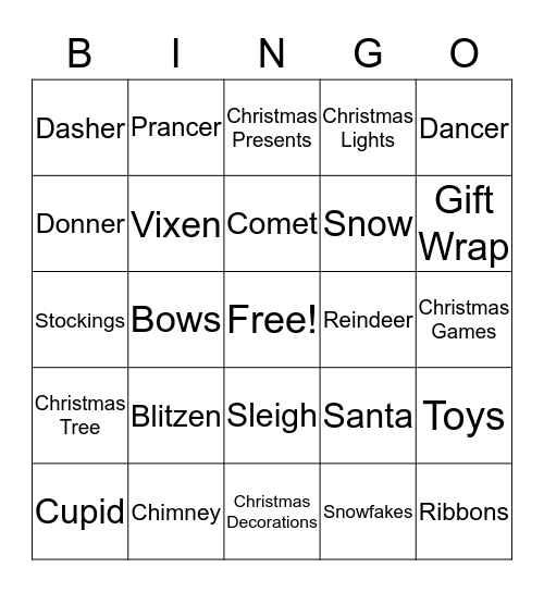 Merry Christmas Bingo Card