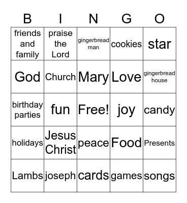 Christmas Bingo Card