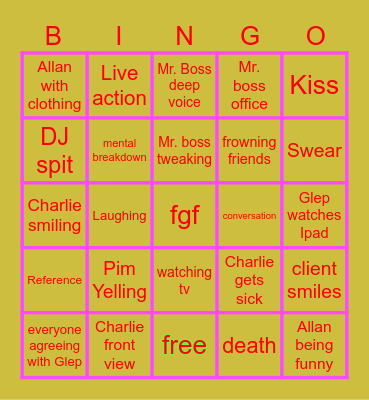 smilng friends bingo Card