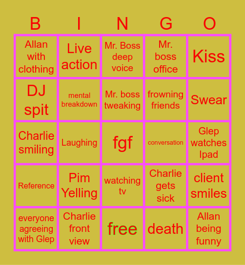 smilng friends bingo Card