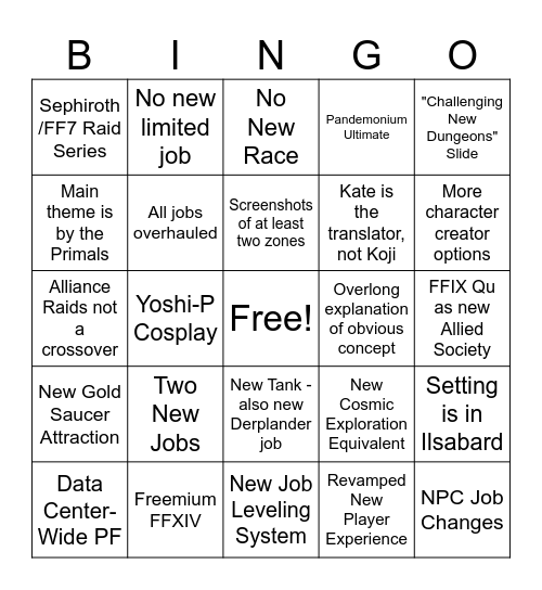 NA FanFest Bingo Card