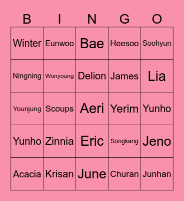 Punya Seulki Bingo Card