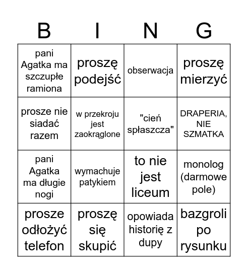 Pani Kasia Bingo Card