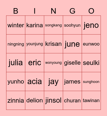 JENO Bingo Card