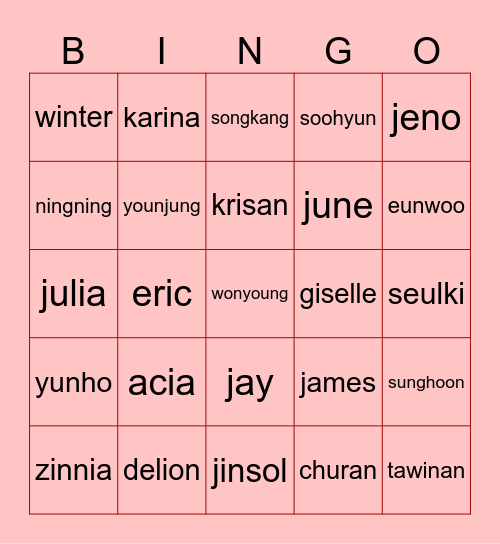 JENO Bingo Card