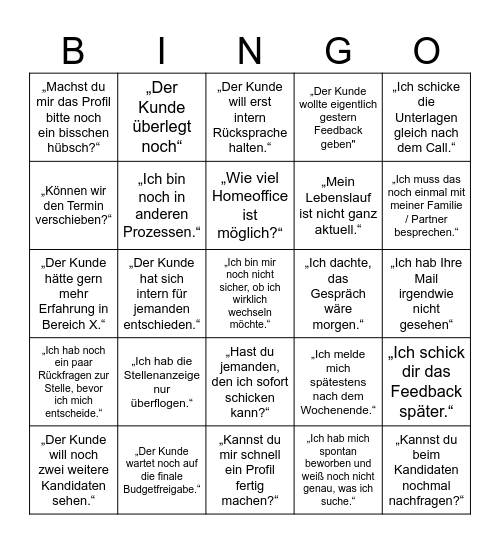 Recruiting BS Bingo 2025 Bingo Card