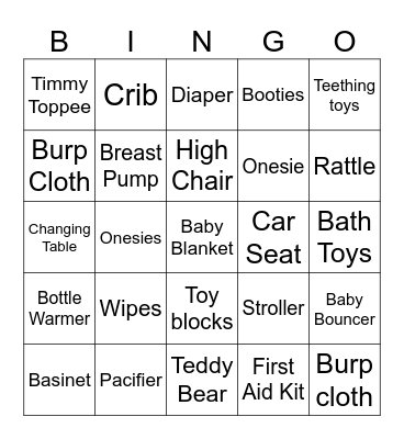 MEPF Baby Shower Bingo Card