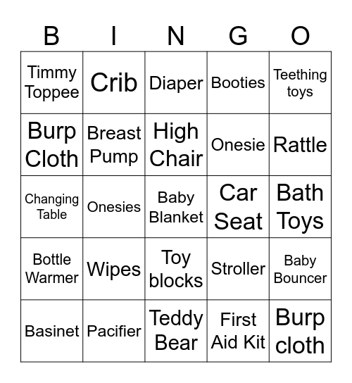 MEPF Baby Shower Bingo Card