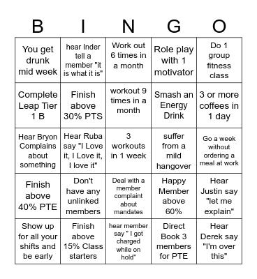 Sales Office Bingo Card