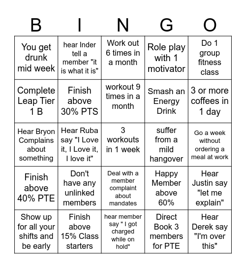Sales Office Bingo Card
