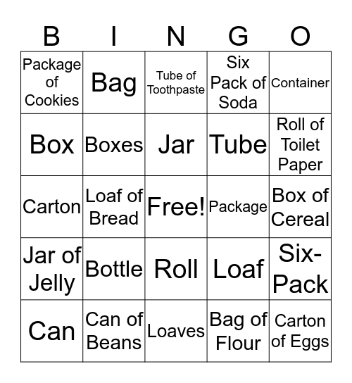 Containers & Packaging Bingo Card