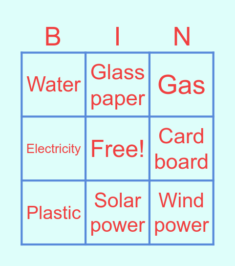 Environment Bingo Card