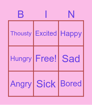 Feelings Bingo Card