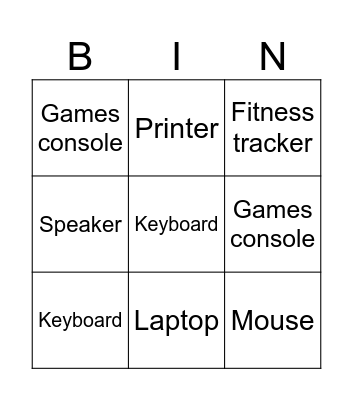 Technology Bingo Card
