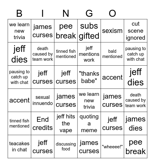 Split Fiction Finale Bingo Card