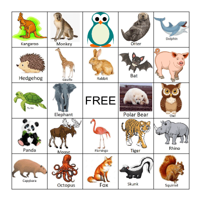Animal Bingo Card