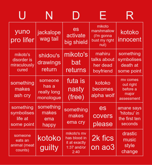 milgram Bingo Card