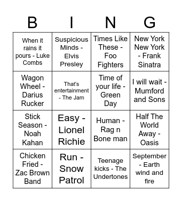 Billy's Bingo Card