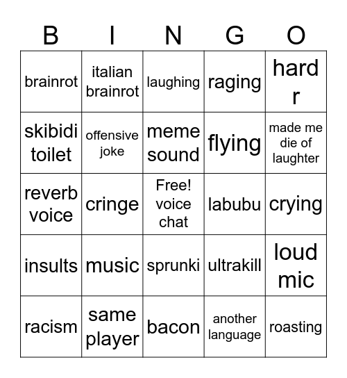 VC Bingo Card