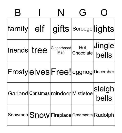 Christmas Bingo  Bingo Card