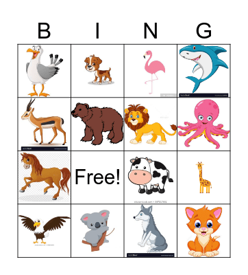 Animal Bingo (Simple) Bingo Card