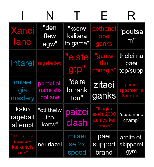 Andreas bingo 🗑️🗑️ Bingo Card