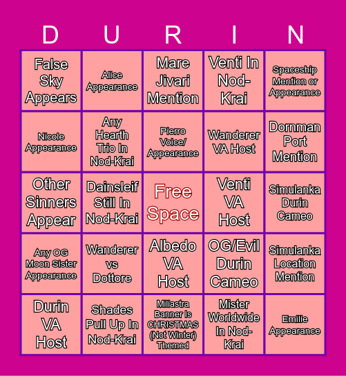 6.2/Luna 3 Bingo Card