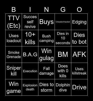 Warzone 2.0 bingo (Credits to: Big Puffer) Bingo Card