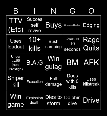 Warzone 2.0 bingo (Credits to: Big Puffer) Bingo Card