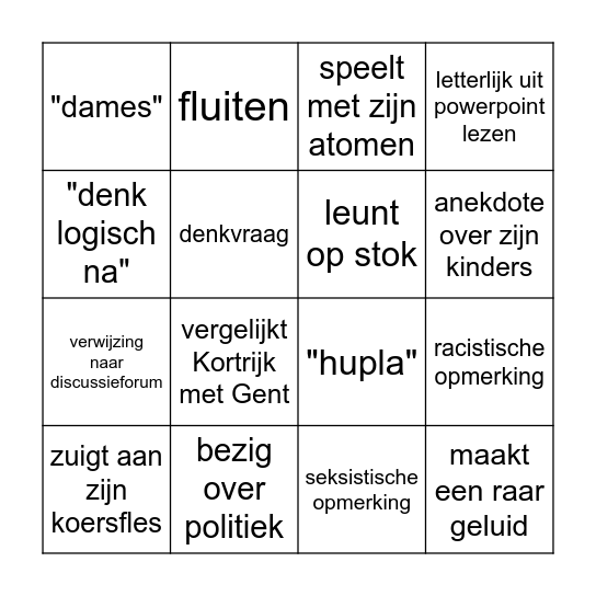 Les Materialen Bingo Card