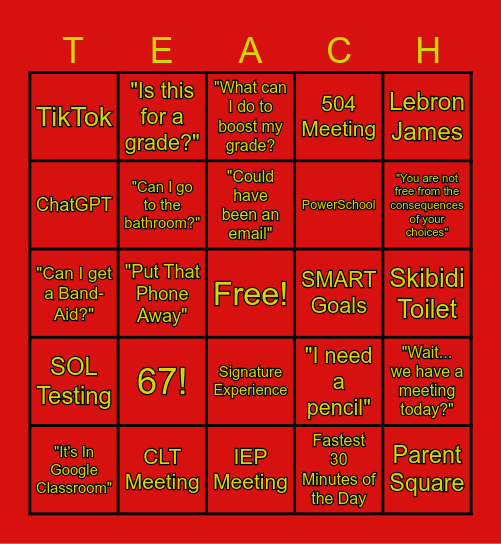 Spartan After-Hours Bingo Card