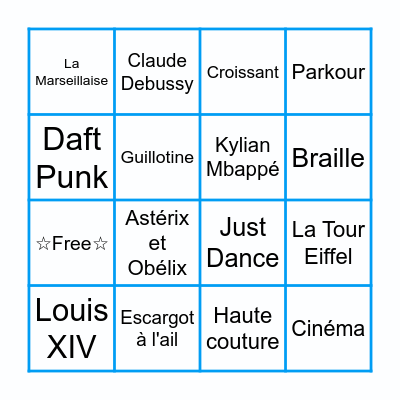 French Culture Bingo Card