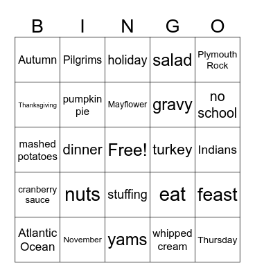 THANKSGIVING Bingo Card