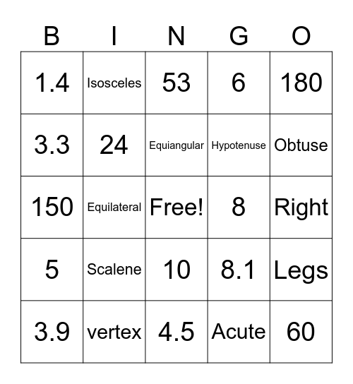 3-1 Triangles Bingo Card