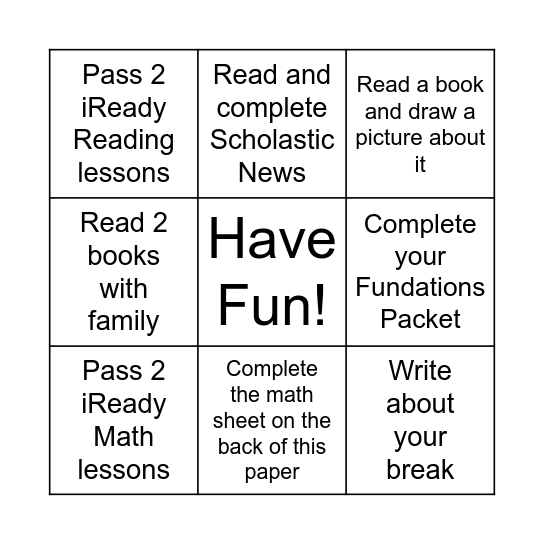 Thanksgiving BINGO Card