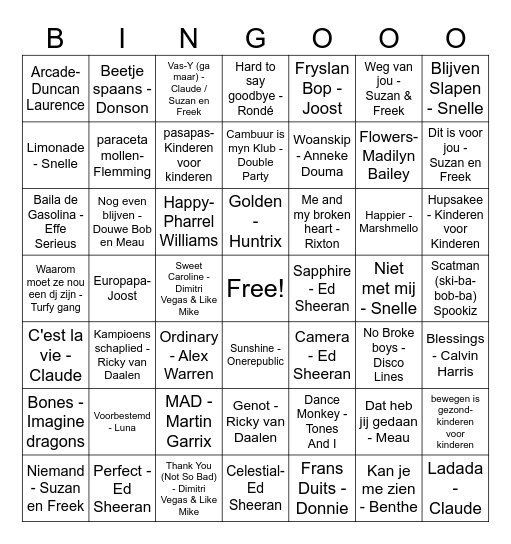 Jelle's Zingo Bingo Card