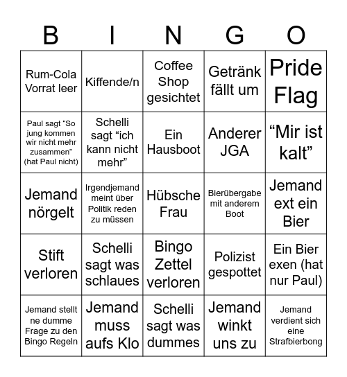 Schelli Bingo Card