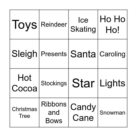 Christmas Bingo Card