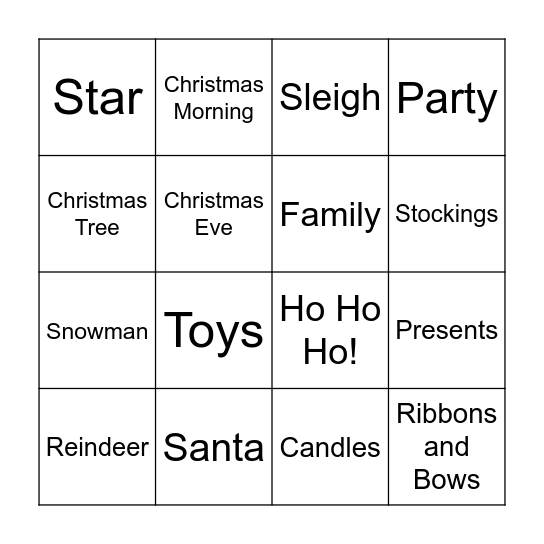 Christmas Bingo Card