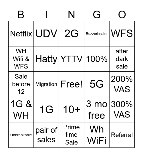 D2D Bingo Card