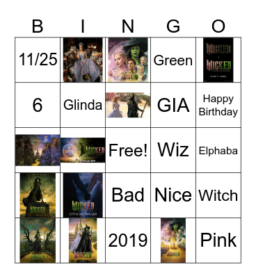 Wicked for Good Bingo Card