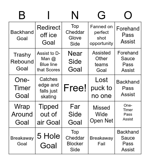 Hockey Bingo Card