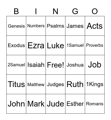Bible Bingo Card