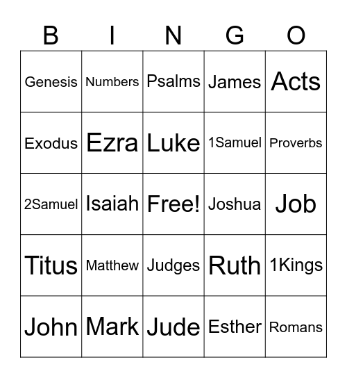 Bible Bingo Card