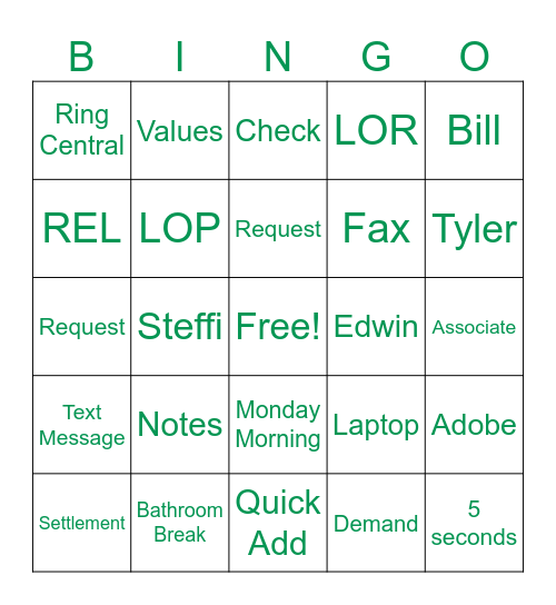 MEETING Bingo Card