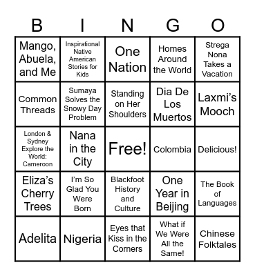 CULTURE NIGHT: BOOK BINGO Card