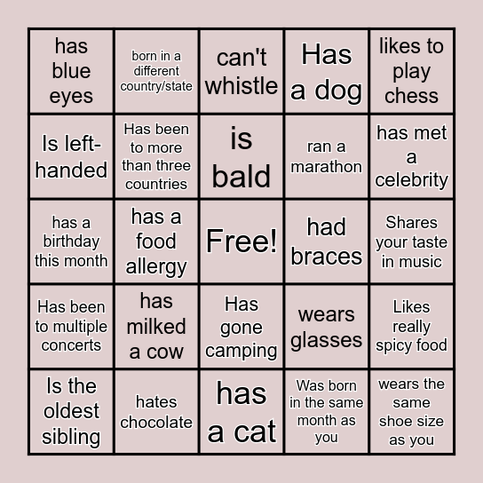Icebreaker Bingo: Find Someone Who Bingo Card