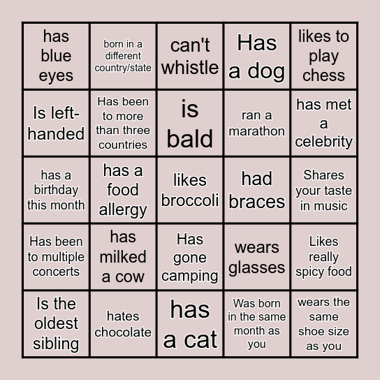 Icebreaker Bingo: Find Someone Who Bingo Card