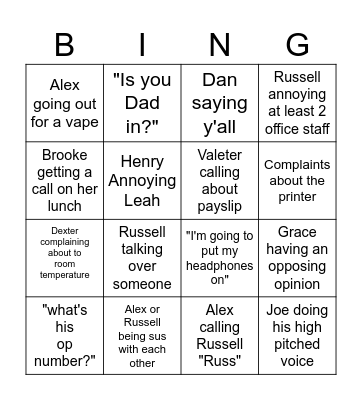 Bingo Card Bingo Card