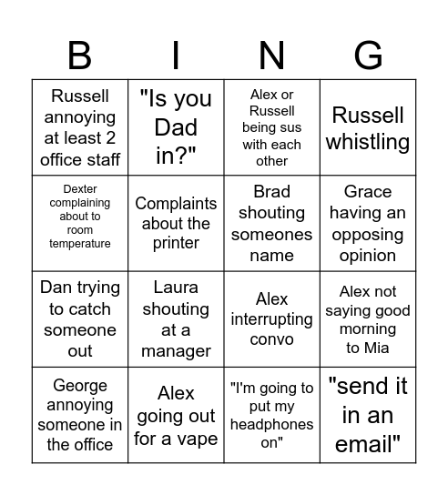 Bingo Card Bingo Card